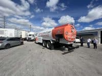MegaFuel Tanker Truck Making A Stop At MegaWattage Warehouse To Fill Up For Deliveries.
