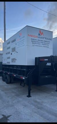 MegaWattage Portable Commercial Generator Mounted Onto A Trailer At The MegaWattage Warehouse.